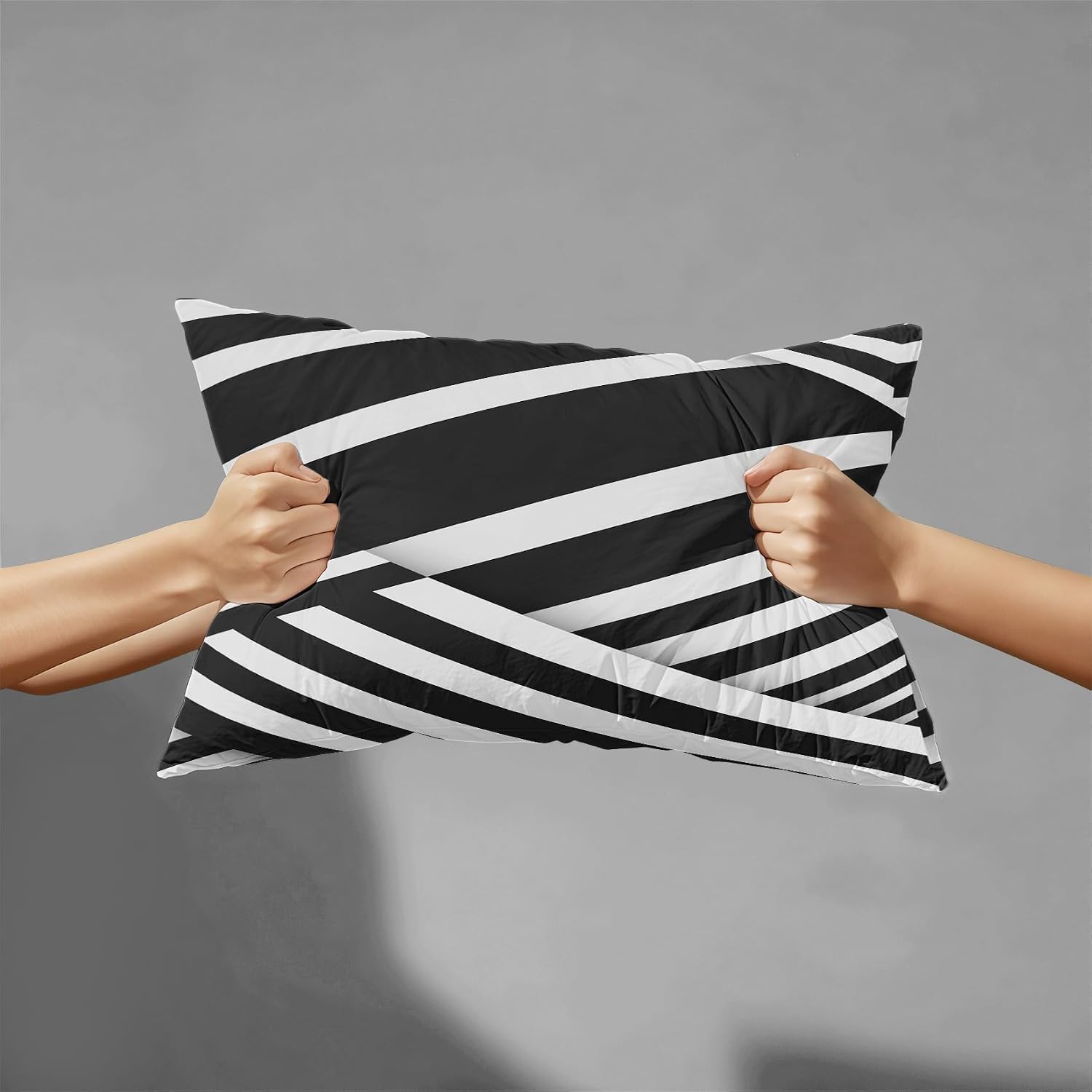 Geometric Stripe Bed Pillowcases with Reversible Design - Image 2