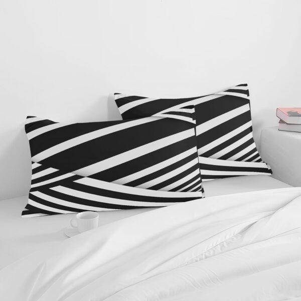 Geometric Stripe Bed Pillowcases with Reversible Design