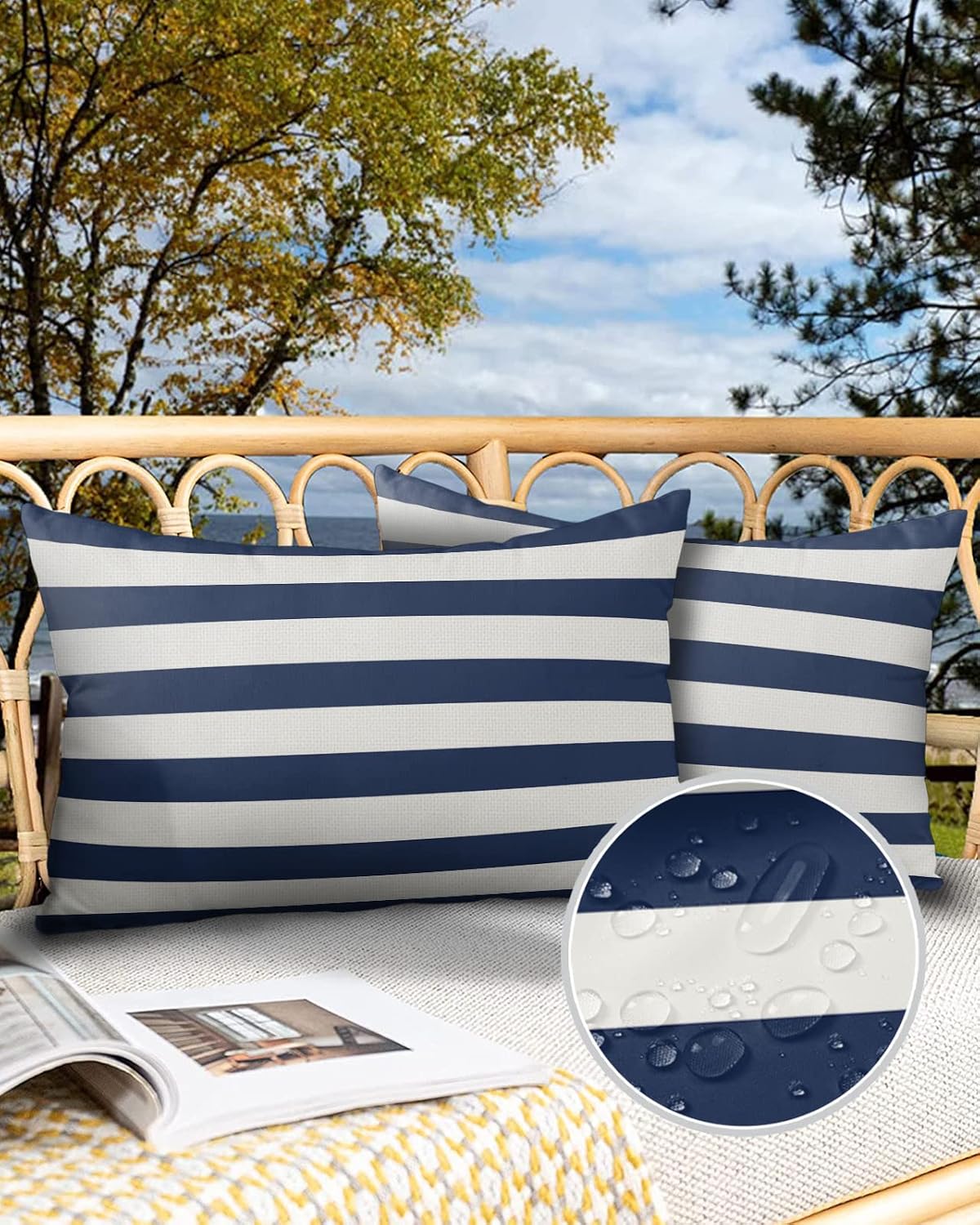 Outdoor Stripe Throw Pillow Covers with Classic Nautical Pattern - Image 2