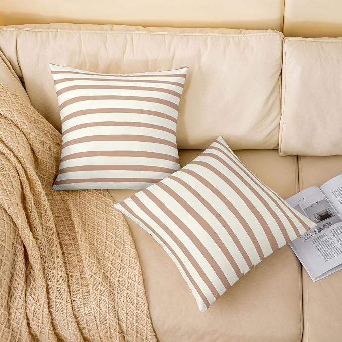 Classic Stripe Throw Pillow Covers with Horizontal Line Pattern