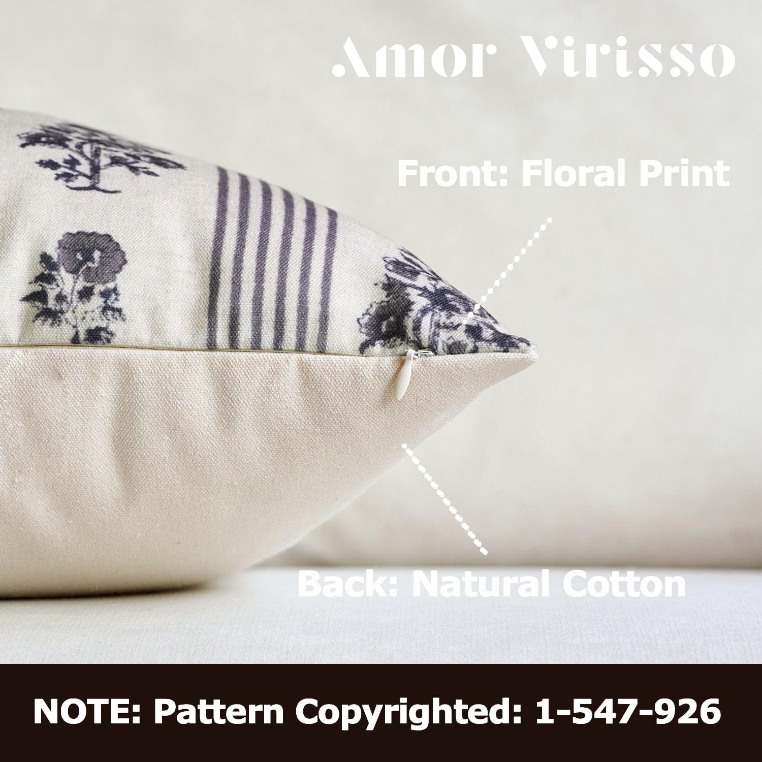 Floral Stripe Throw Pillow Covers with Refined Pattern Detail - Image 2