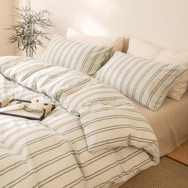 Organic Cotton Pillowcases with Ticking Stripe Detail