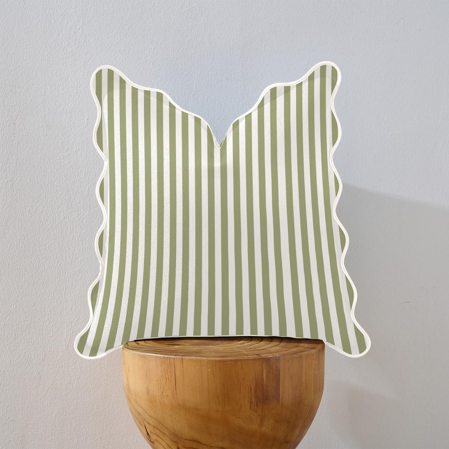 Scalloped Stripe Throw Pillow Covers with Decorative Edge - Image 2