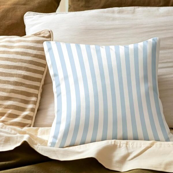 Linen Blend Throw Pillow Covers with Textured Stripe Detail