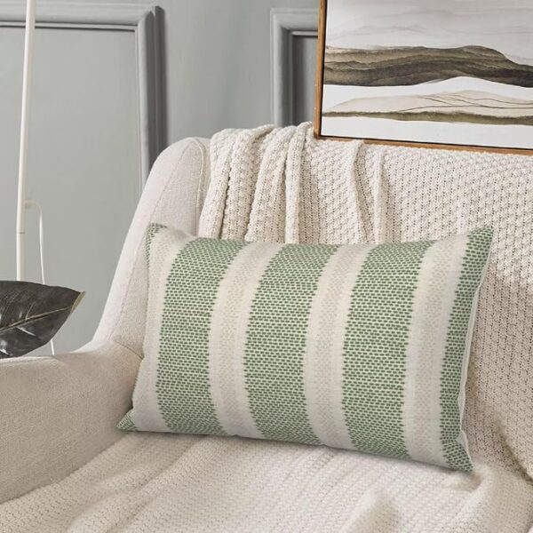 Geometric Outdoor Throw Pillow Covers with Stripe Pattern