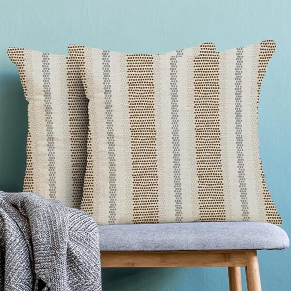 Geometric Stripe Throw Pillow Covers with Simple Textured Design