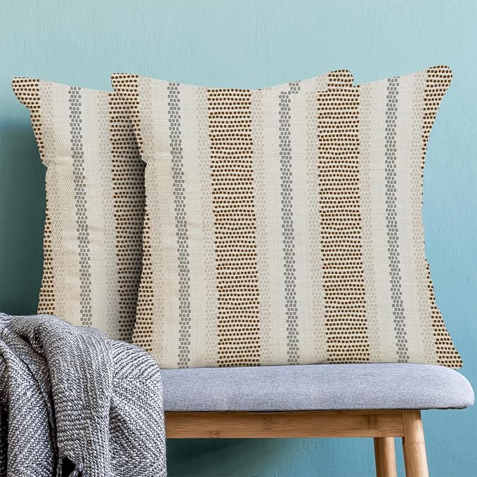 Geometric Stripe Throw Pillow Covers with Simple Textured Design