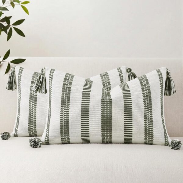 Outdoor Stripe Lumbar Pillow Covers with Modern Pattern