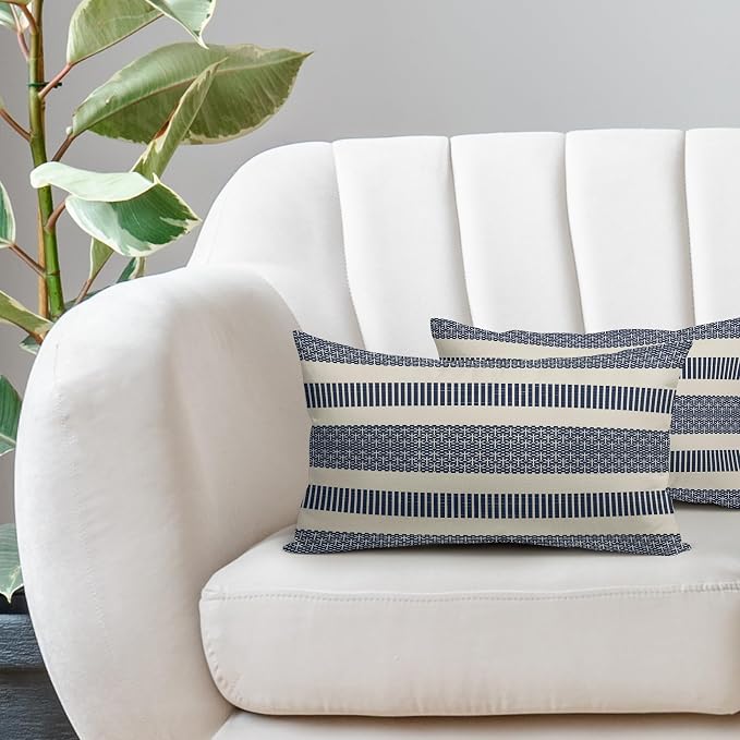 Stripe Lumbar Throw Pillow Covers with Simple Cushion Design