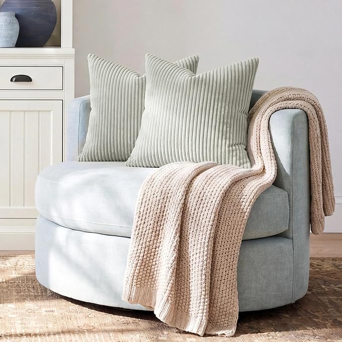 Rustic Printed Throw Pillow Covers with Stripe Pattern