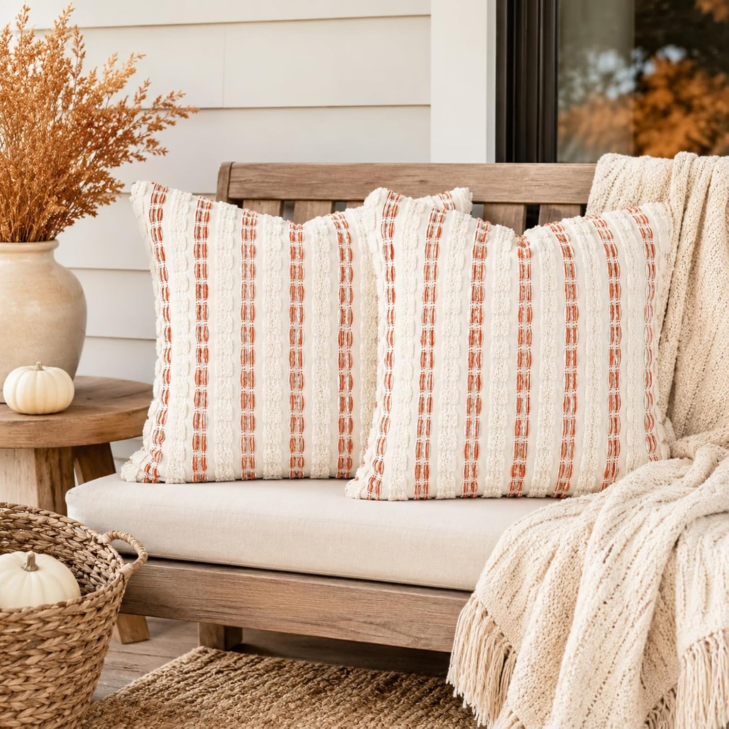 Rustic Stripe Throw Pillow Covers with Clean Decorative Style - Image 2
