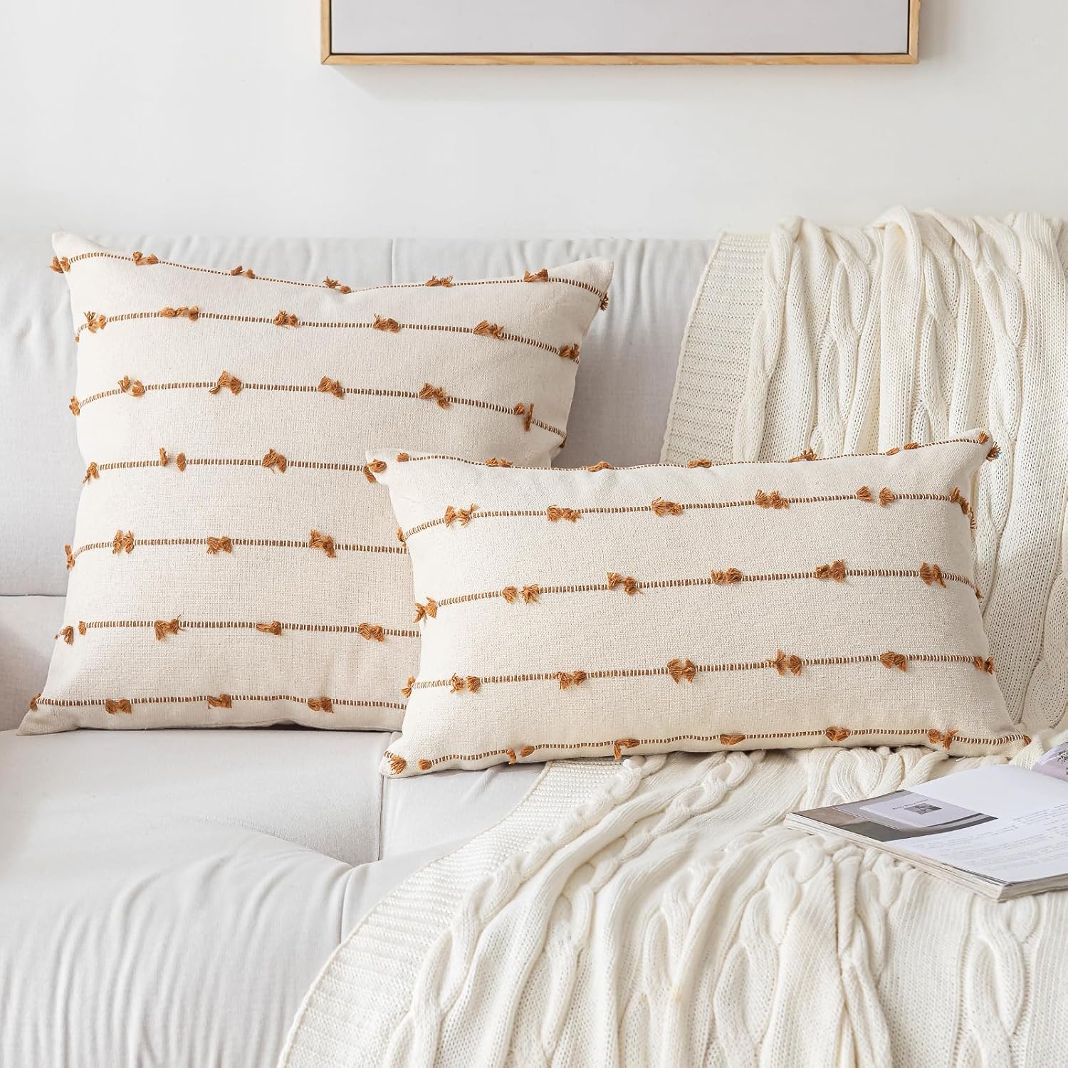 Lumbar Throw Pillow Covers with Simple Stripe Pattern - Image 2