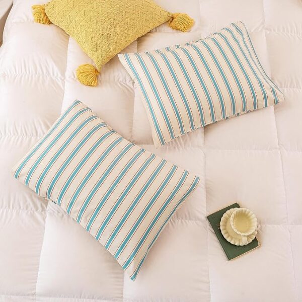 Linen Pillowcases with Woven Stripe Texture