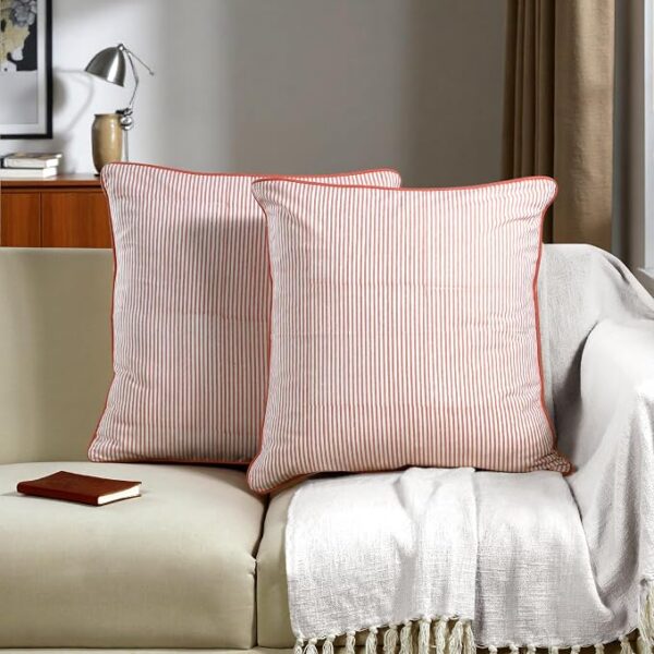 Printed Stripe Throw Pillow Covers with Classic Pattern Detail