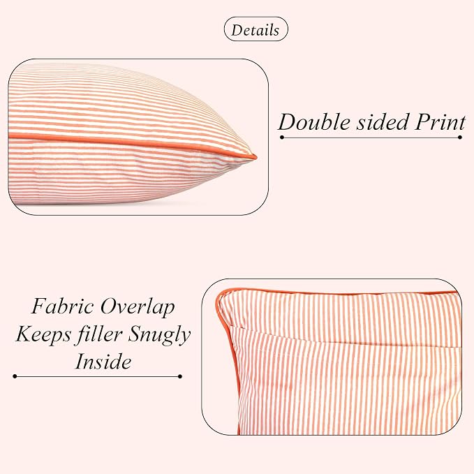 Printed Stripe Throw Pillow Covers with Classic Pattern Detail - Image 2