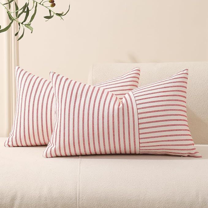 Christmas Lumbar Throw Pillow Covers with Festive Pattern Design