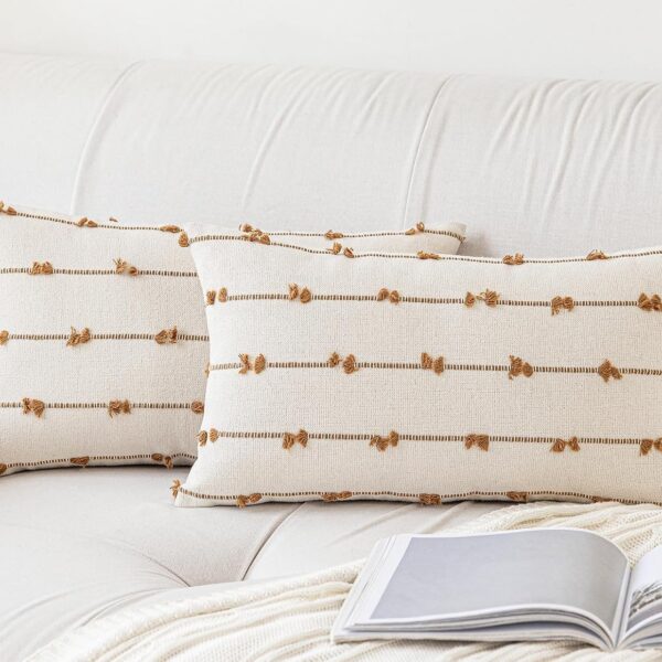 Lumbar Throw Pillow Covers with Simple Stripe Pattern