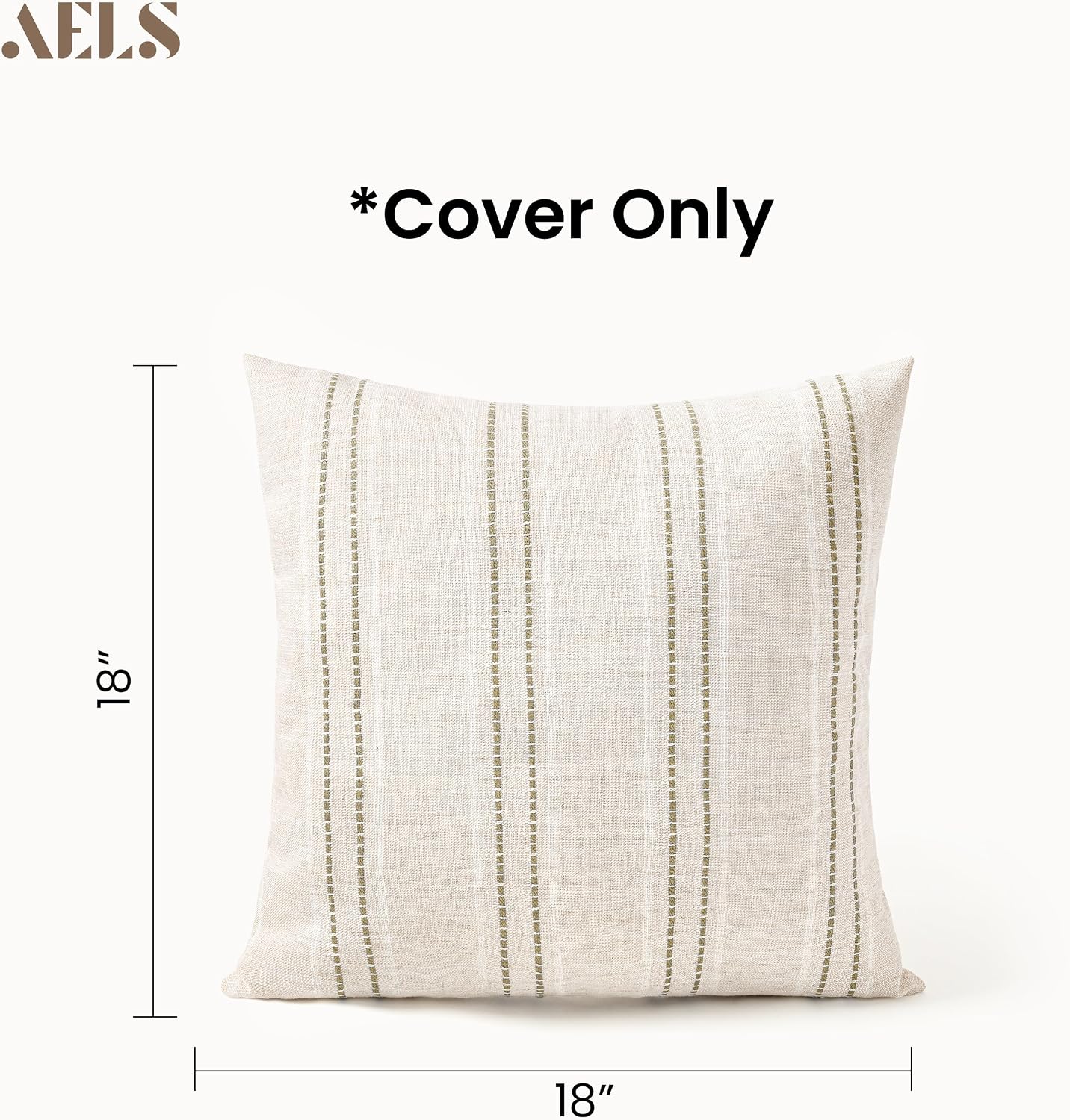 Linen Throw Pillow Covers with Patchwork Stripe Texture - Image 2