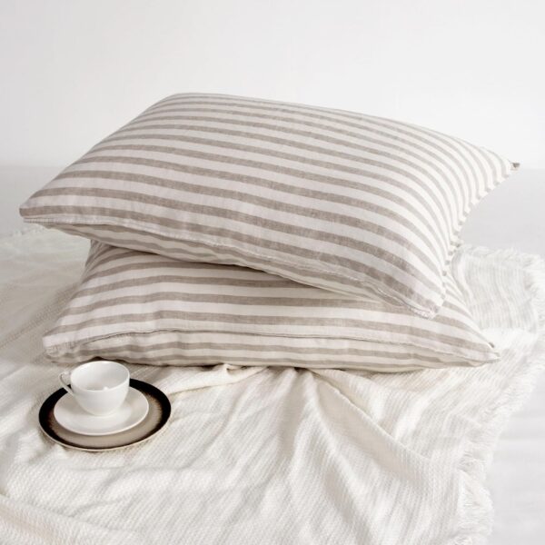 Washed Cotton Stripe Pillowcases with Envelope Closure