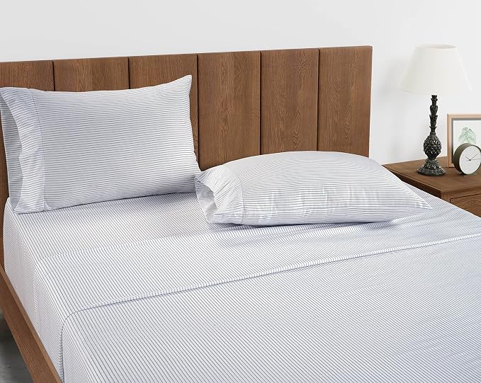 Cotton Stripe Pillowcases with Vintage Pattern and Envelope Closure