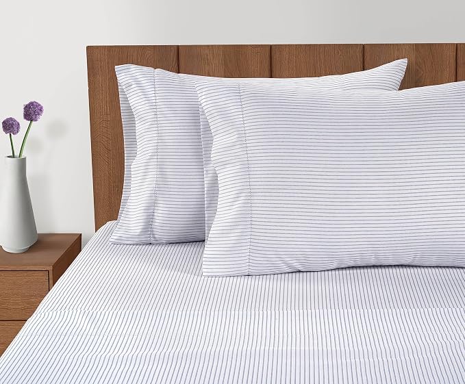 Cotton Stripe Pillowcases with Vintage Pattern and Envelope Closure - Image 2